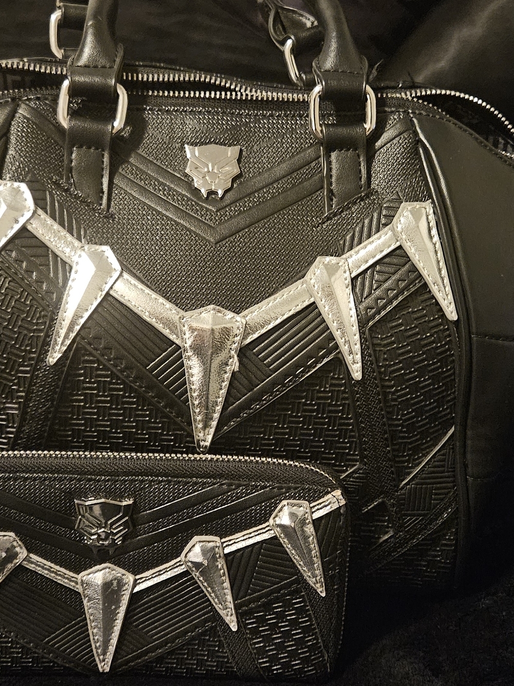 Loungefly Black and Silver Panther Claw Crossbody Bag and Wallet